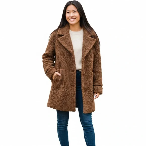 Cozy Chocolate Brown Teddy Coat | Oversized Faux Fur Jacket Size M/L - Picture 3 of 16